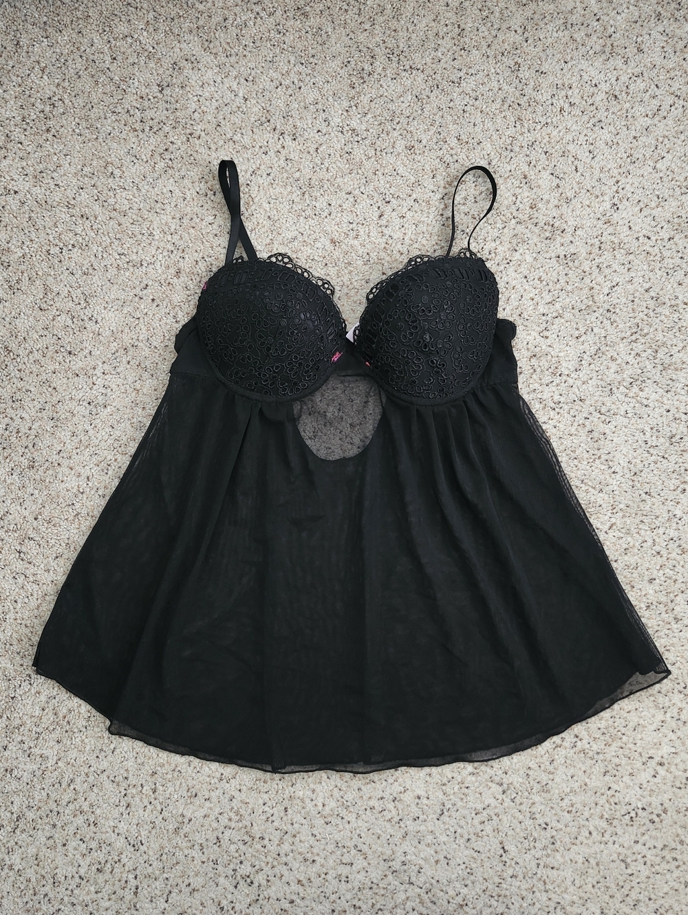 Tracy Black Lingerie Bra And Mesh Top